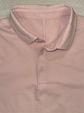 Men's Lululemon Large Pink Polo Shirt, lightweight breathable cotton w/ stretch